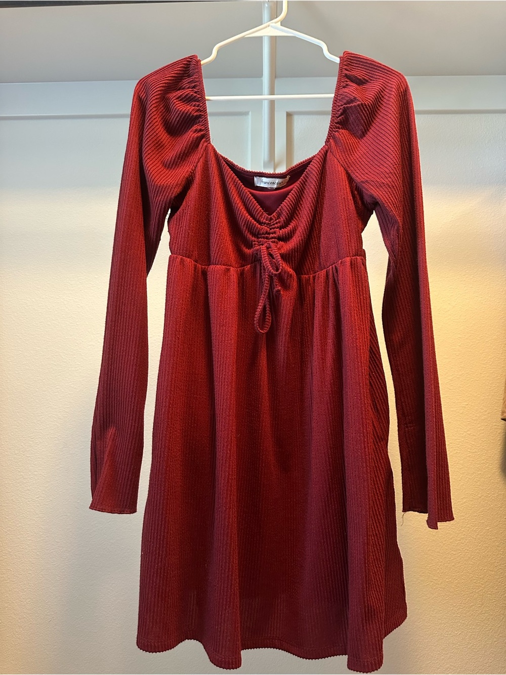 Francesca‘s Long Sleeve Burgundy Dress